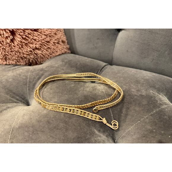 J2. MSRP $68  | Lizou Hope Beaded Wrap Bracelet 34–36” Cream Leather | QUICKSHIP - Picture 4 of 9